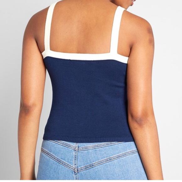 NWT ModCloth x Collectif All Buttoned Up Clara Knit Sweater Nautical Tank Top - Picture 3 of 10